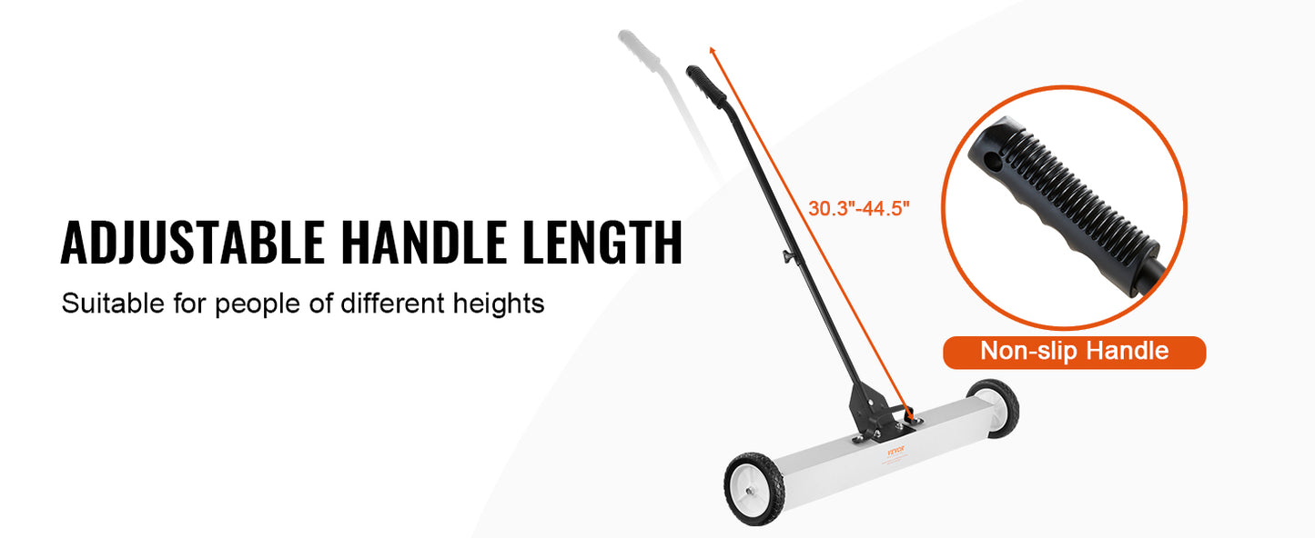 SucceBuy Rolling Magnetic Sweeper with Wheels Push-Type Magnetic Pick Up Sweeper Large Magnet Pickup Lawn Telescoping Sweeper