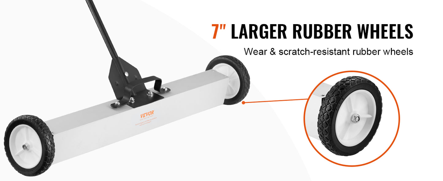 SucceBuy Rolling Magnetic Sweeper with Wheels Push-Type Magnetic Pick Up Sweeper Large Magnet Pickup Lawn Telescoping Sweeper