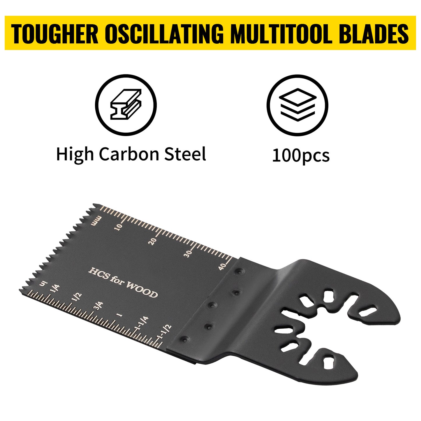 SucceBuy 100PCS Oscillating Saw Blades Quick Release Multitool BladesKit HCS Tool Blades Cut Cutter for Wood Plastic Metal Nails