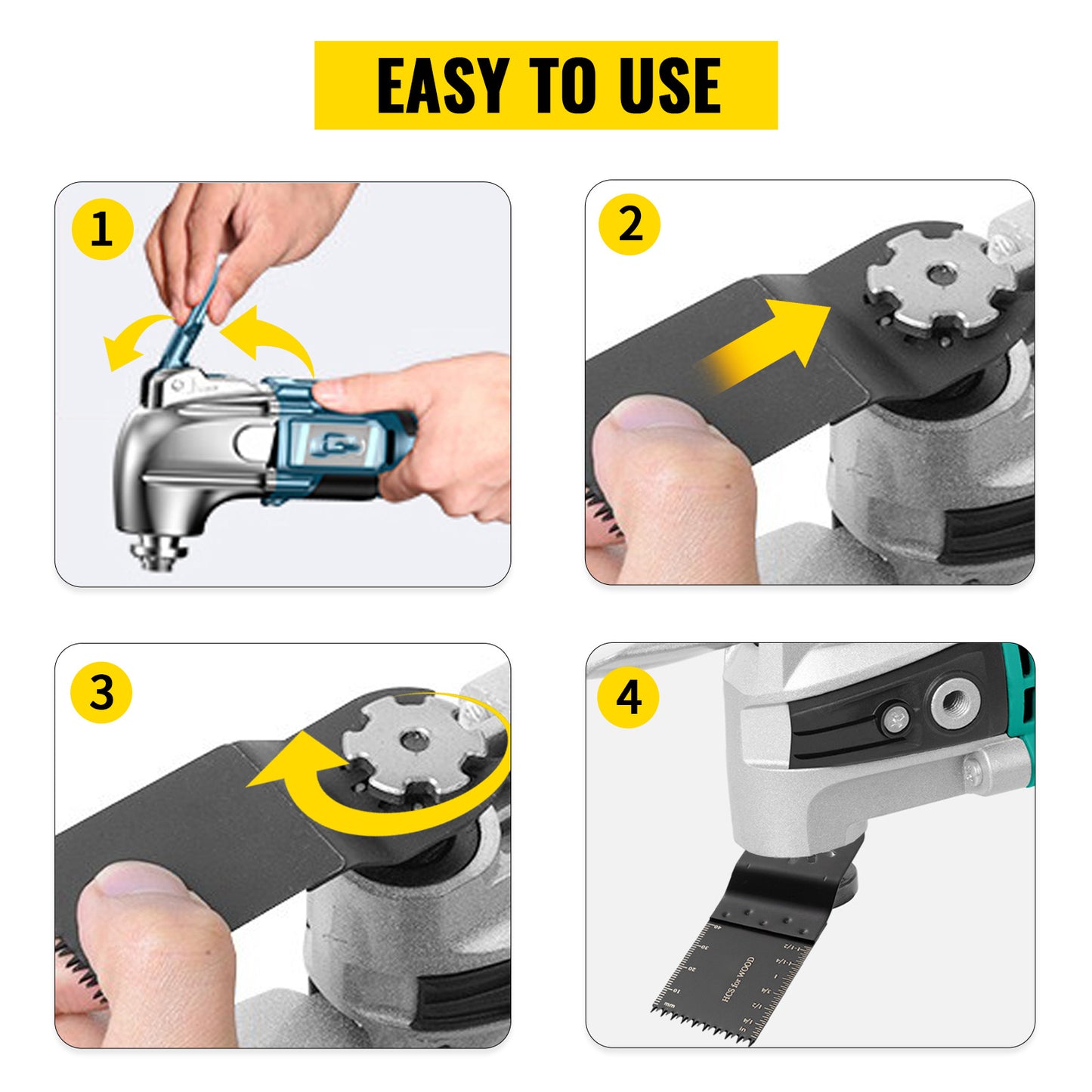 SucceBuy 100PCS Oscillating Saw Blades Quick Release Multitool BladesKit HCS Tool Blades Cut Cutter for Wood Plastic Metal Nails