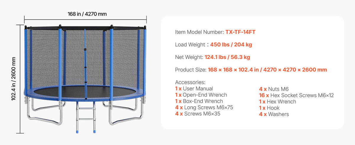SucceBuy Outdoor Trampoline With Enclosure Net 8 To 16 Ft For Kids And Adults