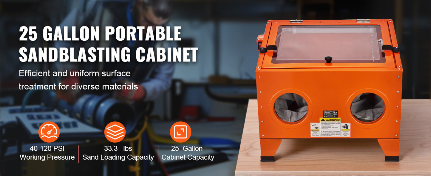 SucceBuy Sandblasting Cabinet 25/40/60 Gallon Portable Benchtop Sand Blaster with Blasting Gun Nozzles for Paint Stain Rust
