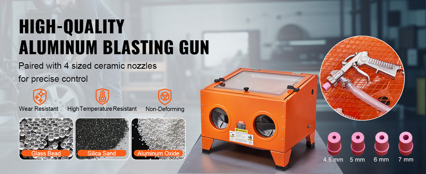 SucceBuy Sandblasting Cabinet 25/40/60 Gallon Portable Benchtop Sand Blaster with Blasting Gun Nozzles for Paint Stain Rust