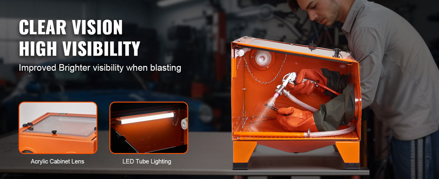 SucceBuy Sandblasting Cabinet 25/40/60 Gallon Portable Benchtop Sand Blaster with Blasting Gun Nozzles for Paint Stain Rust