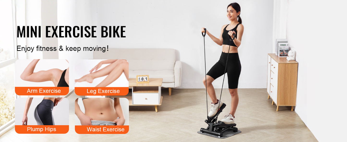 VEVOR Stair Stepper for Exercise at Home Hydraulic Fitness Twist Stepper with Resistance Bands LCD Monitor 330 LBS Capacity