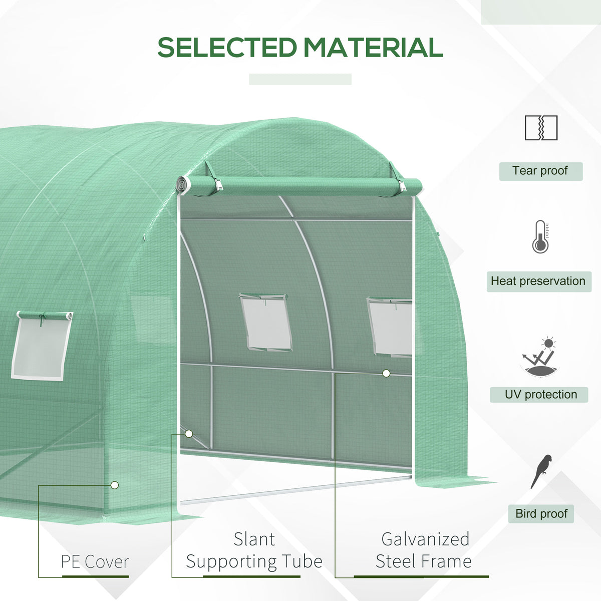 Extra Large 10' X 10' Greenhouse, Arch Greenhouse, Zippered Door, Windows, Green Color