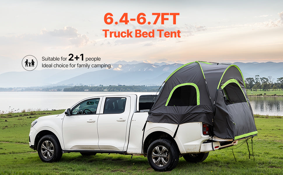 SucceBuy Pickup Truck Tent for Camping, Waterproof PU2000 Truck Bed Camper Shell Truck Bed Tent with Double Layer Design Windows