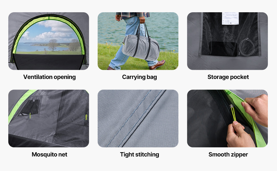 SucceBuy Pickup Truck Tent for Camping, Waterproof PU2000 Truck Bed Camper Shell Truck Bed Tent with Double Layer Design Windows