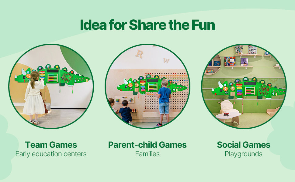 SucceBuy Dinosaur Kids Busy Wall Board 11 Activity Panels Montessori Sensory Learning Toys for Toddler Playroom Toy Gift