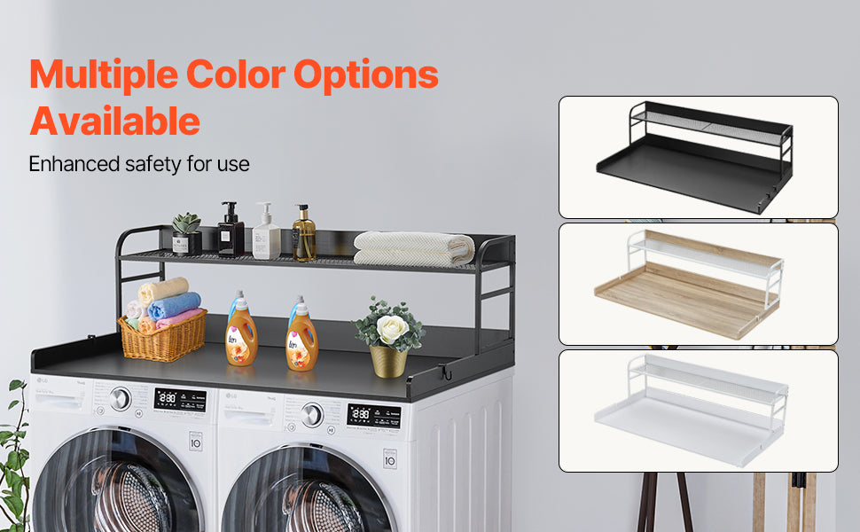 SucceBuy Washer Dryer Countertop w/ Drawer Shelf Wooden Washer and Dryer Countertop Laundry Topper for Laundry Room Organization