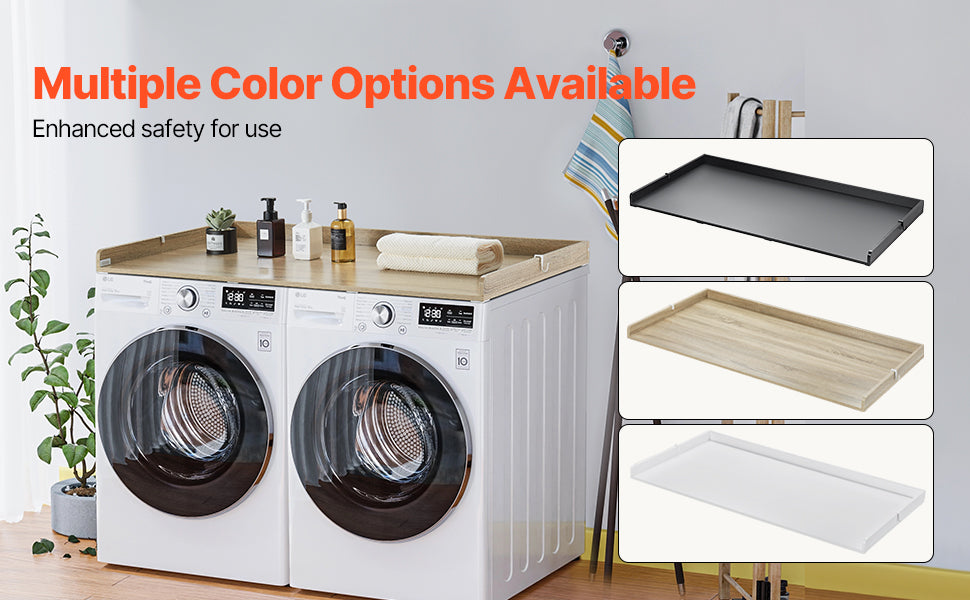 SucceBuy Washer Dryer Countertop w/ Drawer Shelf Wooden Washer and Dryer Countertop Laundry Topper for Laundry Room Organization