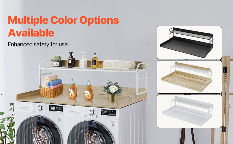 SucceBuy Washer Dryer Countertop w/ Drawer Shelf Wooden Washer and Dryer Countertop Laundry Topper for Laundry Room Organization