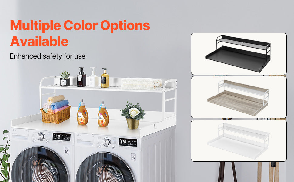 SucceBuy Washer Dryer Countertop w/ Drawer Shelf Wooden Washer and Dryer Countertop Laundry Topper for Laundry Room Organization