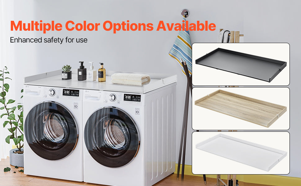 SucceBuy Washer Dryer Countertop w/ Drawer Shelf Wooden Washer and Dryer Countertop Laundry Topper for Laundry Room Organization