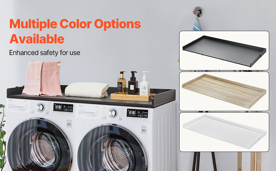SucceBuy Washer Dryer Countertop w/ Drawer Shelf Wooden Washer and Dryer Countertop Laundry Topper for Laundry Room Organization
